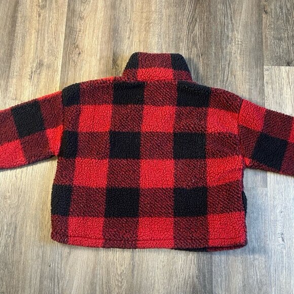 Thread & Supply Red and Black Plaid Fleece 1/4 Zip Pullover Size Large - Picture 6 of 6